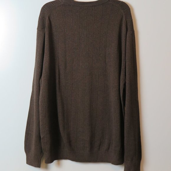 NWT Roundtree & Yorke Brown Washable Wool Cotton Blend V-Neck Sweater Size XL - Picture 7 of 8